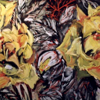 Pintura intitulada "Roses Jaunes - 190x…" por Johannes Zacherl Painter, Obras de arte originais