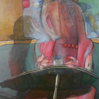Картина под названием "La femme du bar d'à…" - Jo Zachwalinski, Подлинное произведение искусства, Масло