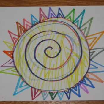 Drawing titled "Colorful Sun" by Zachy, Original Artwork