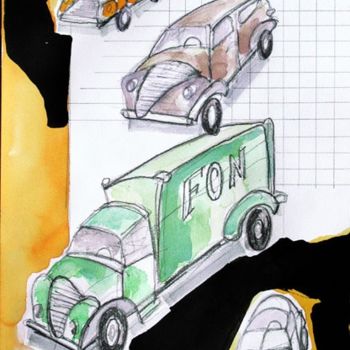 Drawing titled "Cars 1" by Janusz Zadurowicz, Original Artwork