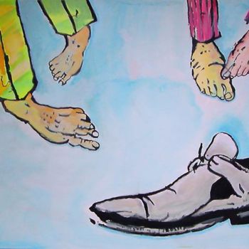 Peinture intitulée "One shoe and four f…" par Janusz Zadurowicz, Œuvre d'art originale