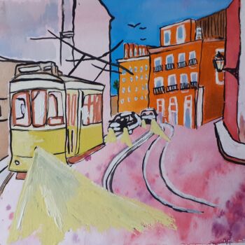Malerei mit dem Titel "Une rue de Lisbonne" von Zael, Original-Kunstwerk, Aquarell