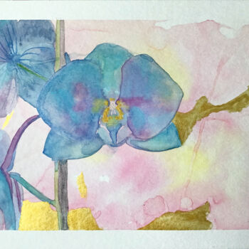 Картина под названием "Orchidée" - Zael, Подлинное произведение искусства, Акварель