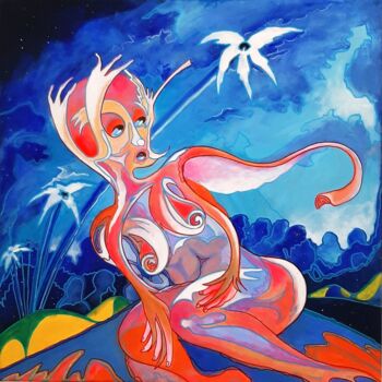 Painting titled "Femme papillon" by Zael Arbaca, Original Artwork, Acrylic