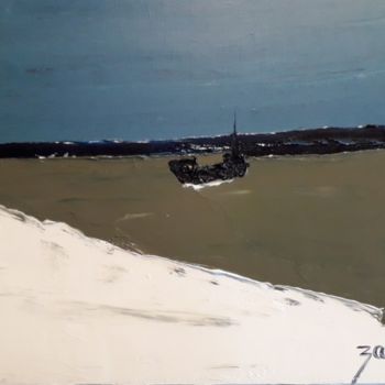 Peinture intitulée "BOAT ON THE SEA" par Zaël, Œuvre d'art originale, Huile