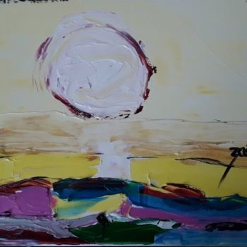Peinture intitulée "HERE COME THE SUN" par Zaël, Œuvre d'art originale, Huile