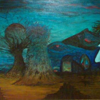 Картина под названием "blacksun" - Zafer Caglarca, Подлинное произведение искусства, Масло