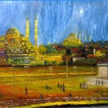 Malarstwo zatytułowany „eminononu.istanbul” autorstwa Zafer Caglarca, Oryginalna praca, Olej