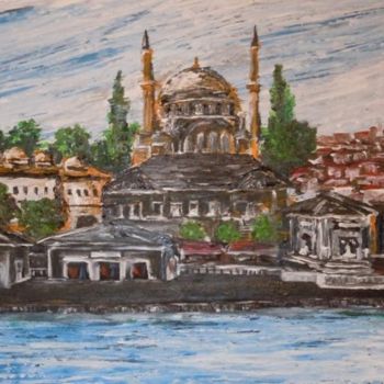Peinture intitulée "uskudar-istanbul" par Zafer Caglarca, Œuvre d'art originale, Huile