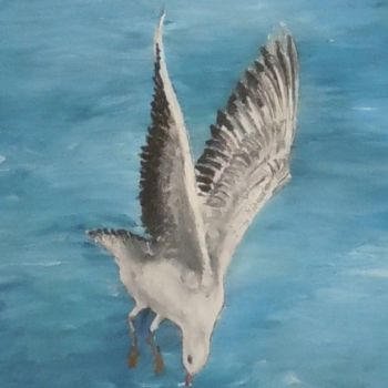 Peinture intitulée "seagull" par Zafer Caglarca, Œuvre d'art originale, Huile