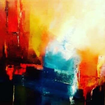 Peinture intitulée "Esprit du feu" par Zahia Hachache  Artiste-Peintre, Œuvre d'art originale, Huile