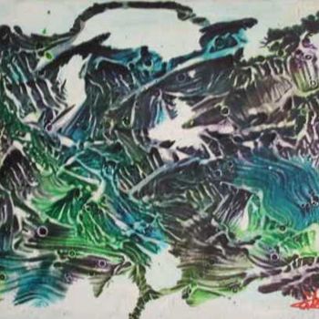 Painting titled "Aquarium" by Zahia, Original Artwork