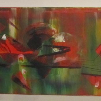 Peinture intitulée "vert et rouge" par Z.Akli, Œuvre d'art originale