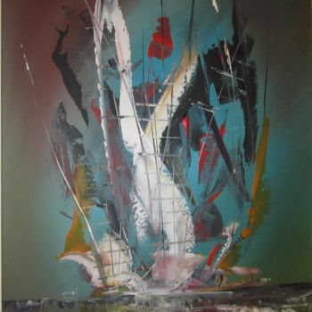 Painting titled "frigate" by Z.Akli, Original Artwork
