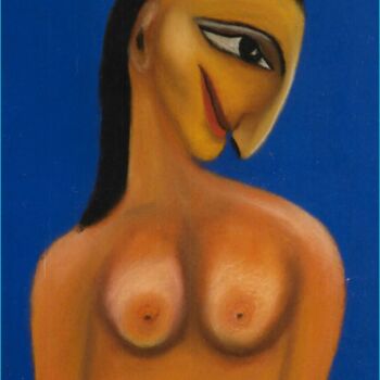 Dessin intitulée "Femme aux seins nus" par Zahra Sarah Toughrai, Œuvre d'art originale, Pastel