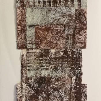 Schilderij getiteld "Totem 1" door Elisabeth Celle, Origineel Kunstwerk, Monotype