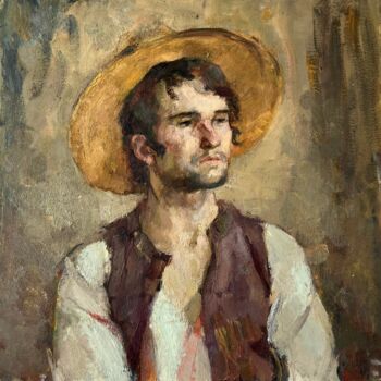 Painting titled "Portrait of a Young…" by Zakhar Shevchuk, Original Artwork, Oil Mounted on Wood Stretcher frame