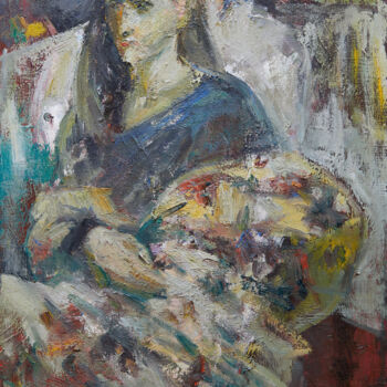 Painting titled "Alyonka" by Zakhar Shevchuk, Original Artwork, Oil Mounted on Wood Stretcher frame
