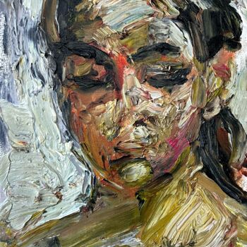 Painting titled "Portrait of a Girl" by Zakhar Shevchuk, Original Artwork, Oil Mounted on Wood Stretcher frame