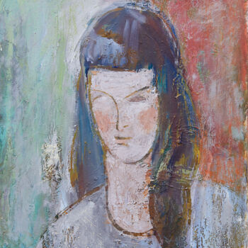 Peinture intitulée "Portrait of a Girl" par Zakhar Shevchuk, Œuvre d'art originale, Huile Monté sur Châssis en bois