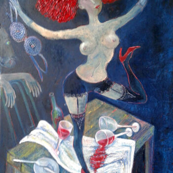 Painting titled "Cabaret" by Zakir, Original Artwork, Oil
