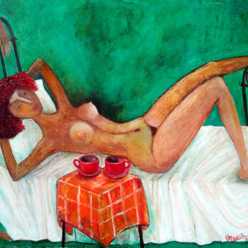 Painting titled "Morning coffee 2." by Zakir, Original Artwork, Oil