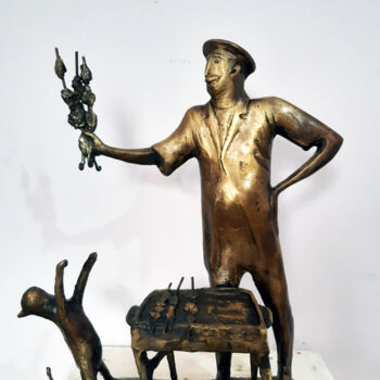 Скульптура под названием "Delicious barbecue…" - Zakir, Подлинное произведение искусства, Бронза