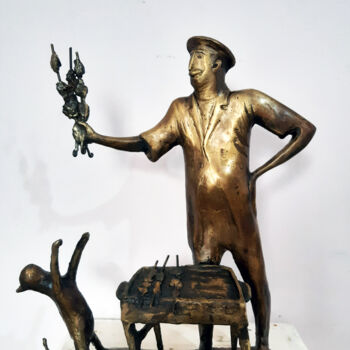 Skulptur mit dem Titel "Delicious barbecue…" von Zakir, Original-Kunstwerk, Bronze