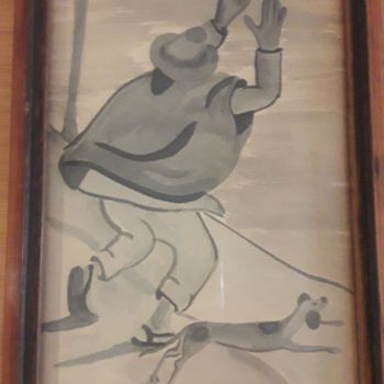 Ζωγραφική με τίτλο "Cuadro cesar Rengifo" από Gonzalo Toro, Αυθεντικά έργα τέχνης, Ακουαρέλα Τοποθετήθηκε στο Ξύλινο πάνελ
