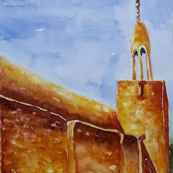 Painting titled "architecture amazig…" by Imed Zammouri, Original Artwork, Watercolor Mounted on Cardboard