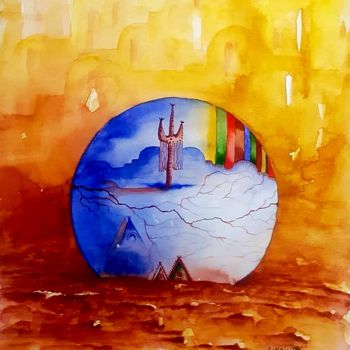 Painting titled "voyage" by Imed Zammouri, Original Artwork, Watercolor