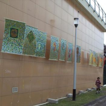 Pintura intitulada "Fête de quartier de…" por Zampo, Obras de arte originais