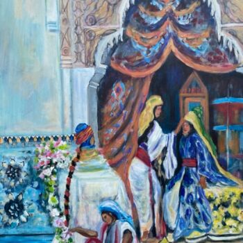 Painting titled "Tenue de hammam" by Zanoubia, Original Artwork, Acrylic Mounted on Wood Stretcher frame