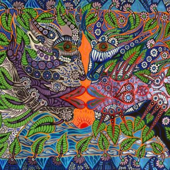 Картина под названием "The Same as Fish" - Zaplaflora, Подлинное произведение искусства, Акрил