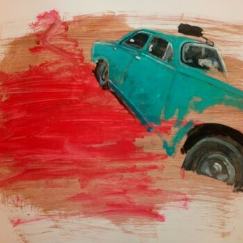 Painting titled "Taxi brousse" by Ruddy Zara, Original Artwork, Acrylic