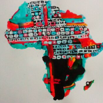 Malarstwo zatytułowany „Africa xxI” autorstwa Ruddy Zara, Oryginalna praca, Akryl Zamontowany na Szkło