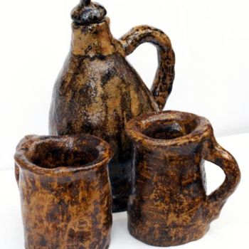 Sculpture titled "Pitcher and two mugs" by Artur Zarczynski, Original Artwork, Ceramics