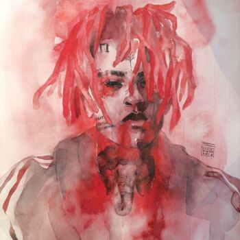 Painting titled "XXXTENTACION waterc…" by Zarina Dyganova (Zarin Winter), Original Artwork, Watercolor