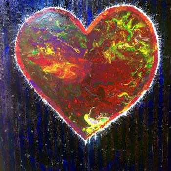 Painting titled "Heart in love" by Zazulete, Original Artwork, Acrylic