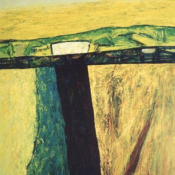 Painting titled "Yellow-green field" by Zbigniew Blekiewicz, Original Artwork