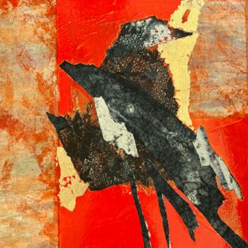 Peinture intitulée "Corbeau de Edgar A.…" par Zdenka Palkovic, Œuvre d'art originale, Peinture vitrail