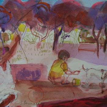 Painting titled "Childhood II" by Zdravka Vasileva, Original Artwork, Acrylic