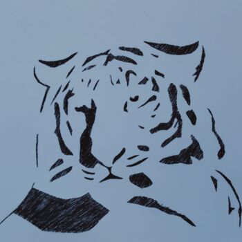 Dessin intitulée "Tiger" par Zebr8, Œuvre d'art originale, Stylo à bille