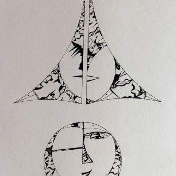 Рисунок под названием "Space" - Zed Tomas Tom, Подлинное произведение искусства, Чернила