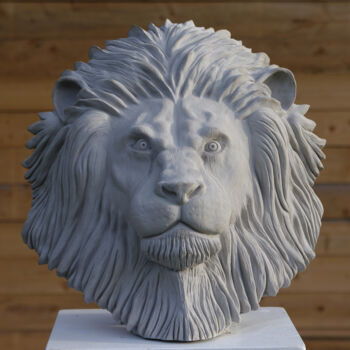 Скульптура под названием "Lion 2" - Zef, Подлинное произведение искусства, Гипс