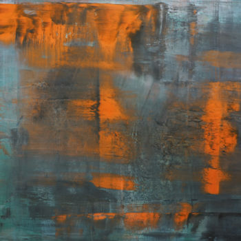 Malerei mit dem Titel "untitled - orange -" von Zef Rabe, Original-Kunstwerk, Öl