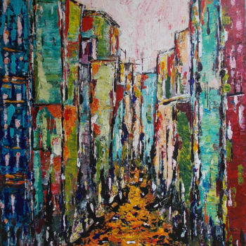 Painting titled "Abstract City #1" by Zeke Nord, Original Artwork, Acrylic