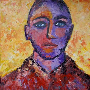Картина под названием "Abstract Face #1" - Zeke Nord, Подлинное произведение искусства, Акрил