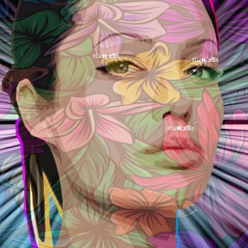 Digitale Kunst mit dem Titel "Angelina" von Zelko Radic, Original-Kunstwerk, Collagen