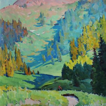 Картина под названием "По тропинке в горы" - Егор Безбородов, Подлинное произведение искусства, Масло